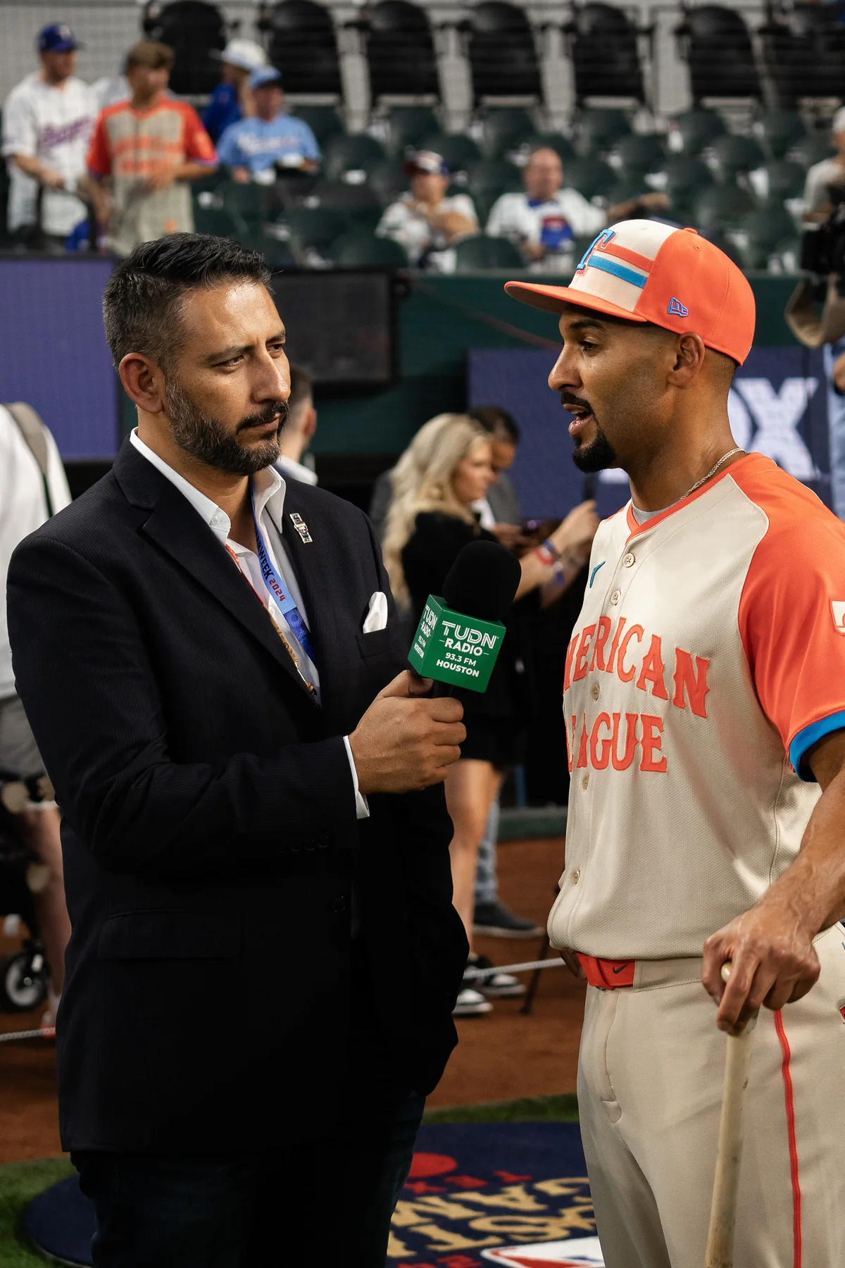 Sports interview during a live event