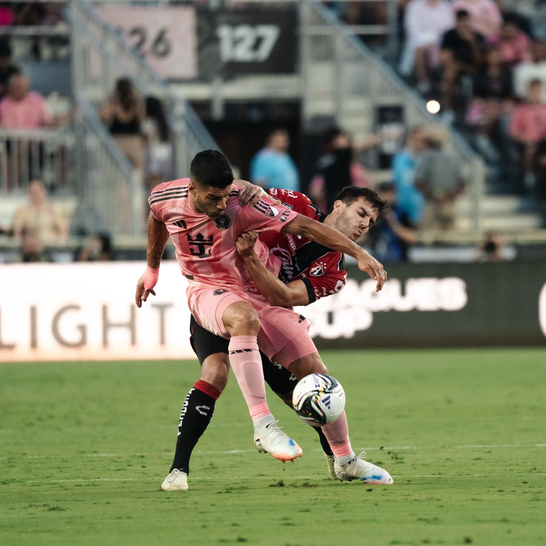 MLS soccer coverage — Luis Suárez shooting.