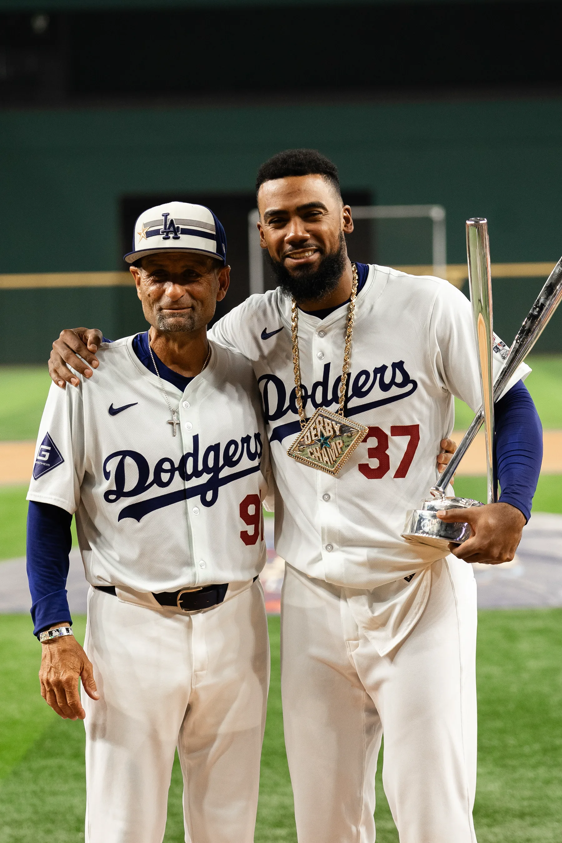 MLB baseball coverage — Teoscar Hernández with Noah after the Home Run Derby.
